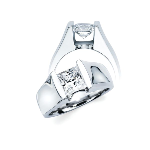 14k White Gold Engagement Ring - Classic Bridal: Ultrafit® Floating Collection Diamond Ring available for 1 Ct. Round Center Stone in 14K Gold Engagement ring and wedding band sold separately