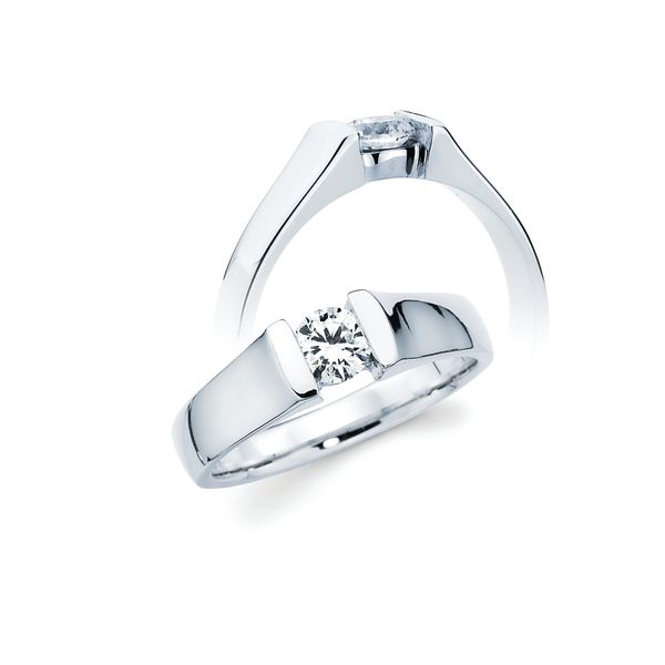 14k Yellow & White Gold Bridal Set - Classic Bridal: Ultrafit® Floating Collection Diamond Ring available for 1/3 Ct. Round Center Stone in 14K Gold Classic Bridal: Ultrafit® Floating Collection .03 Ctw. Diamond Wedding Band in 14K Gold Items also available to purchase separately