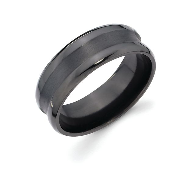 Ceramic Men's Wedding Band - 8mm Ceramic Band with Center Channel Accent