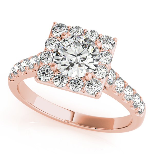 10k Rose Gold Round Halo Engagement Ring 50579 E 2 10kr Engagement