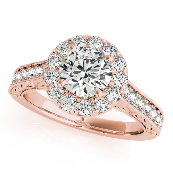 14k Rose Gold Engraved Diamond Halo Engagement Ring 50656 E 3 14kr Engagement Rings 14k Rose Gold Engraved Diamond Halo Ring