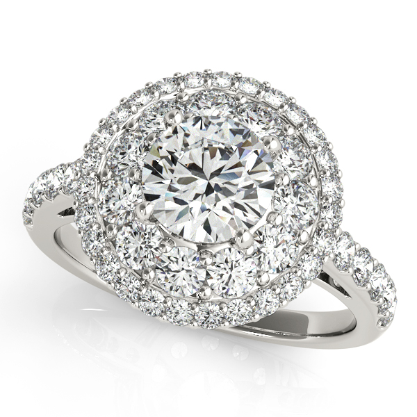 Platinum Round Halo Engagement Ring by Overnight