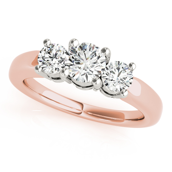 rose gold ring with 3 diamonds