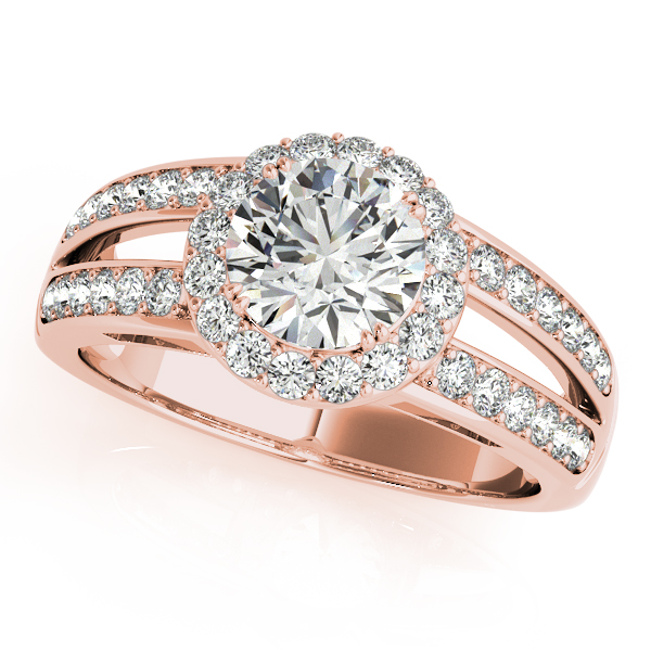 10K Rose Gold Round Halo Engagement Ring by Overnight