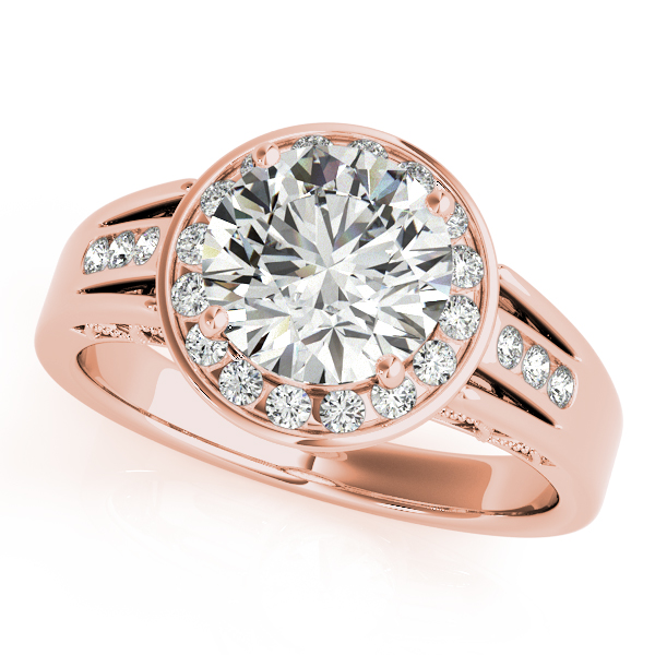 10K Rose Gold Round Halo Engagement Ring by Overnight