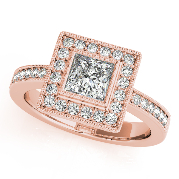 10K Rose Gold Halo Engagement Ring by Overnight