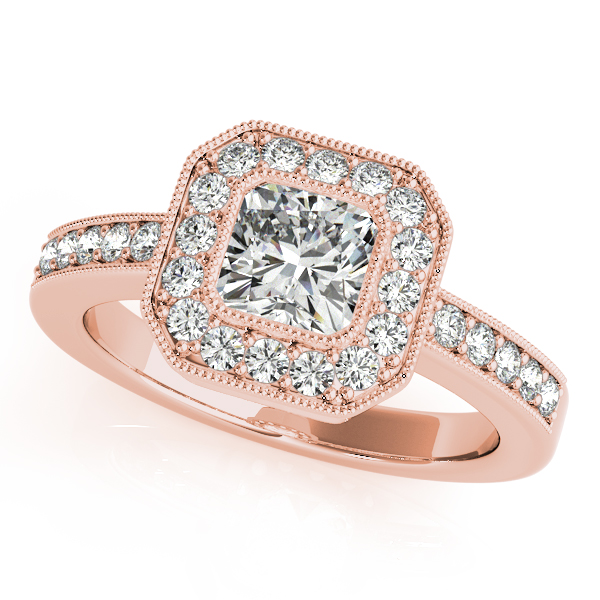 10K Rose Gold Halo Engagement Ring by Overnight
