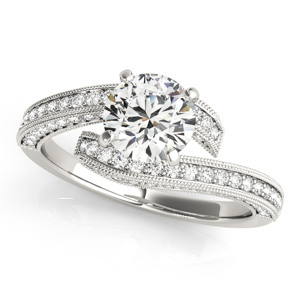 10K White Gold Bypass-Style Engagement Ring by Overnight