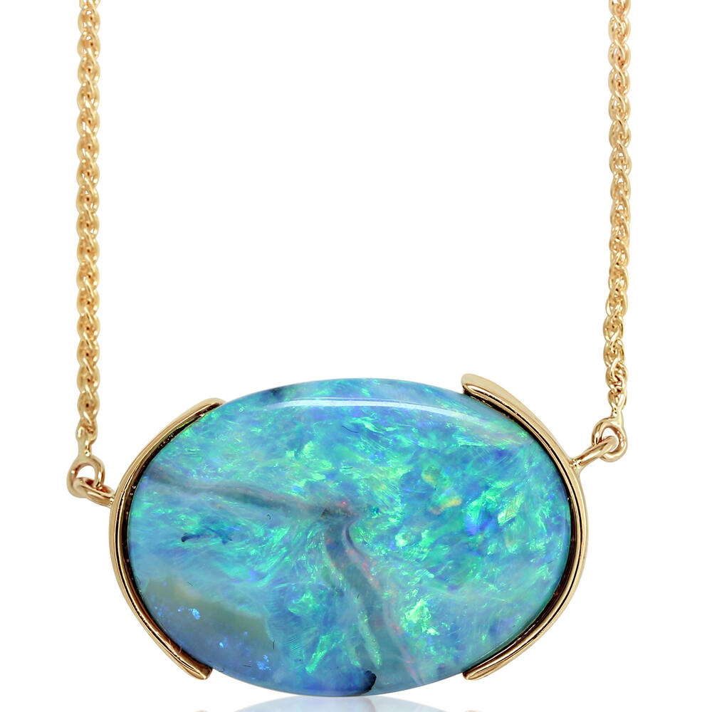 Yellow Gold Boulder Opal Necklace by Parle
