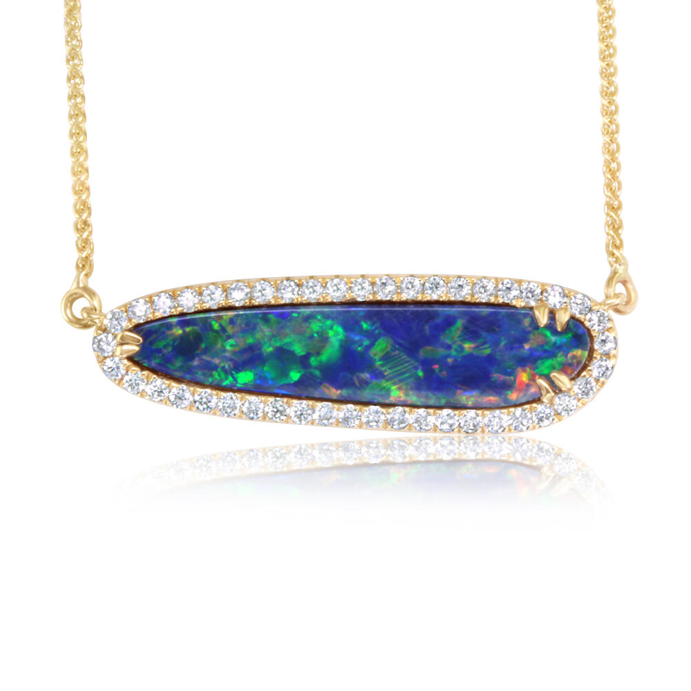 Yellow Gold Opal Doublet Necklace by Parle