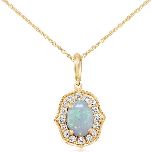 Yellow Gold Calibrated Light Opal Pendant by Parle