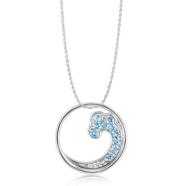 Sterling Silver Topaz Pendant - Sterling Silver Blue Topaz Wave Pendant. Pendant does not include a chain unless specified. Total gem weight: 0.60 ct.