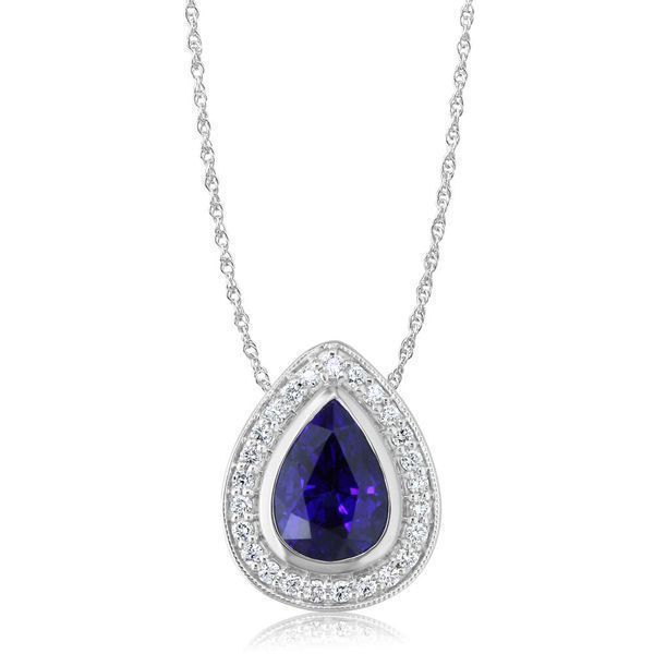 White Gold Sapphire Pendant - 18K White Gold Ceylon Sapphire/Diamond Pendant. Pendant does not include a chain unless specified. This is a one of a kind piece. Total gem weight: 3.20 ct.