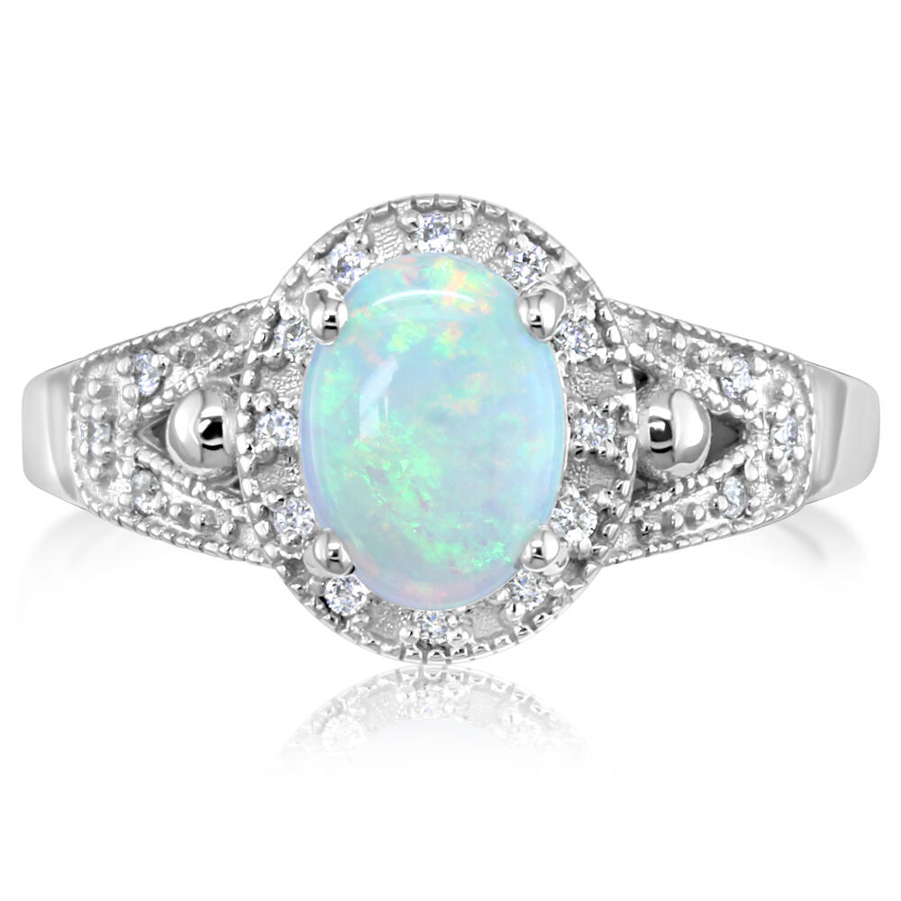 White Gold Calibrated Light Opal Ring by Parle