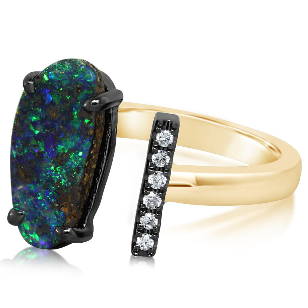 Mixed Boulder Opal Ring by Parle