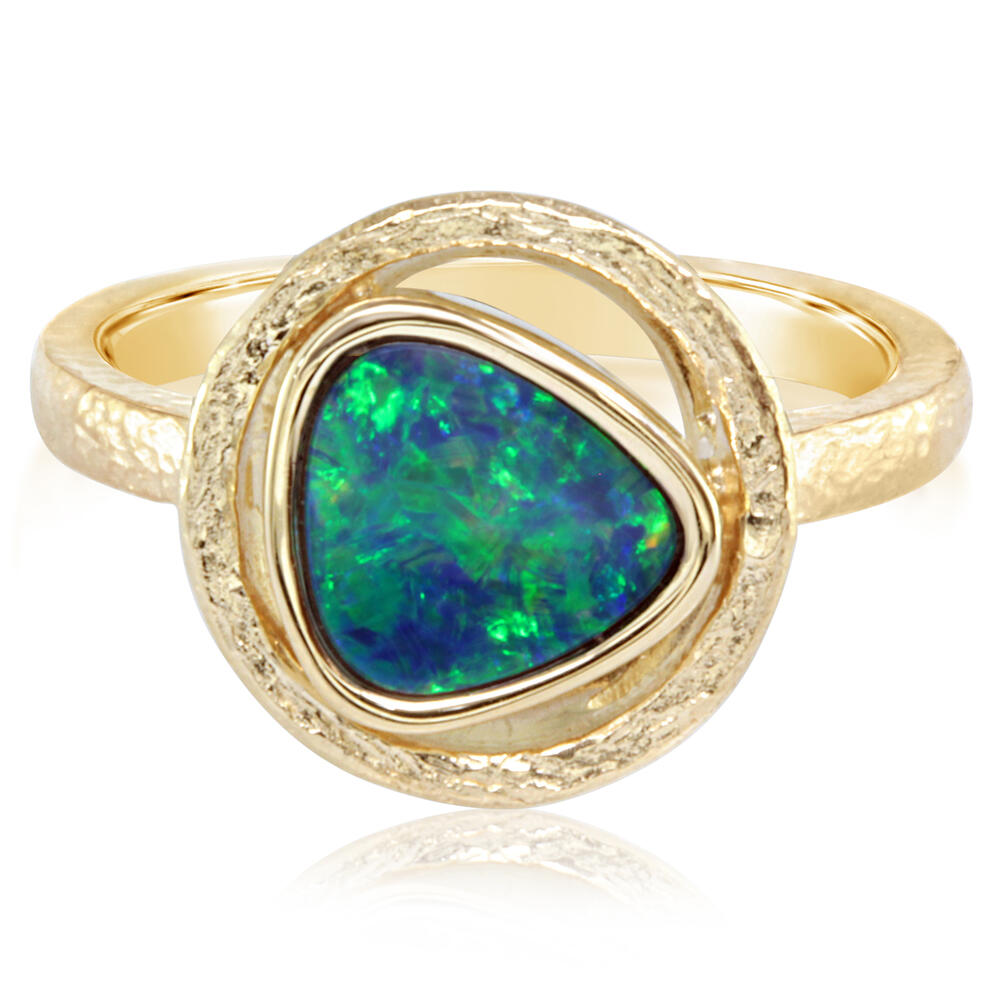 Yellow Gold Opal Doublet Ring by Parle