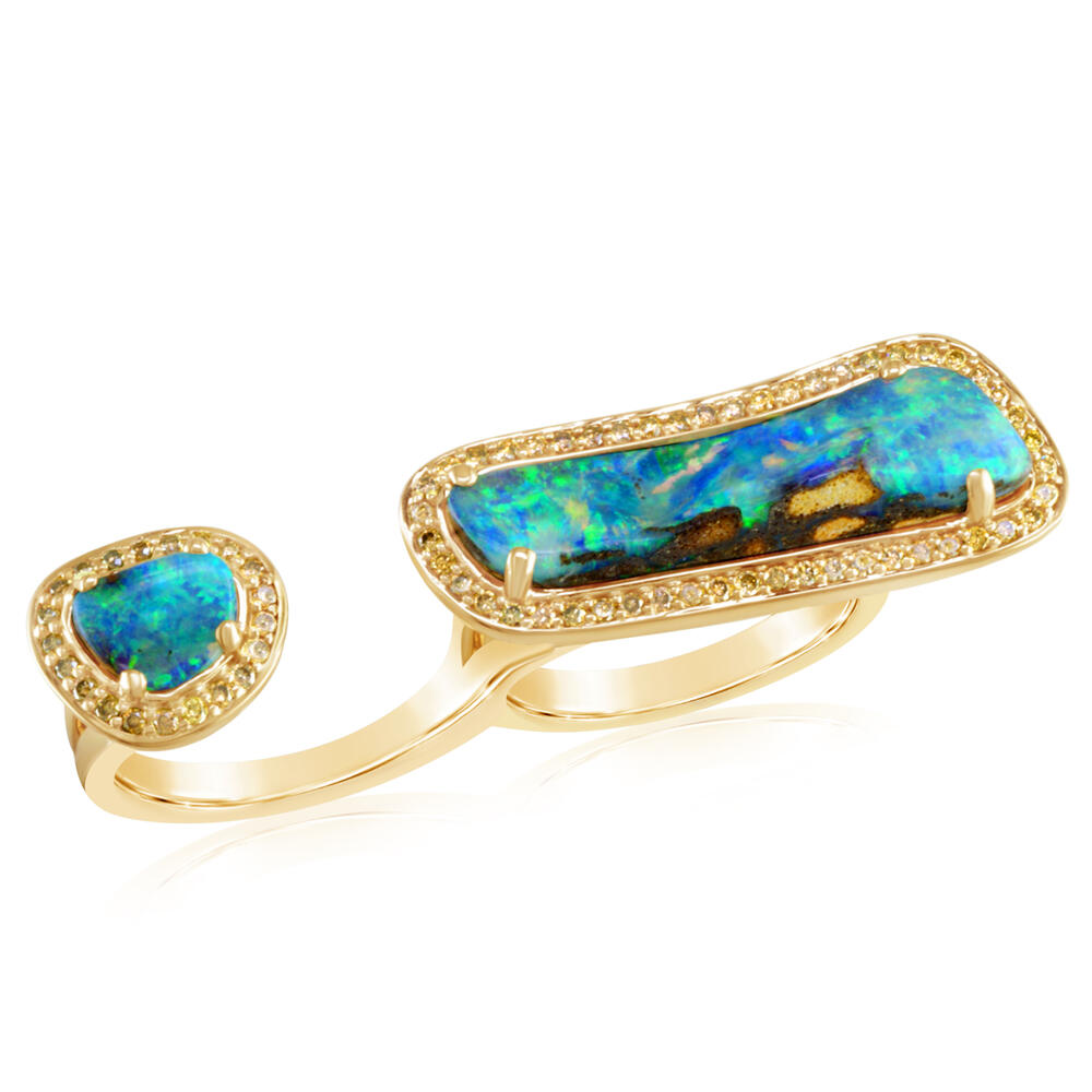 Yellow Gold Boulder Opal Ring by Parle