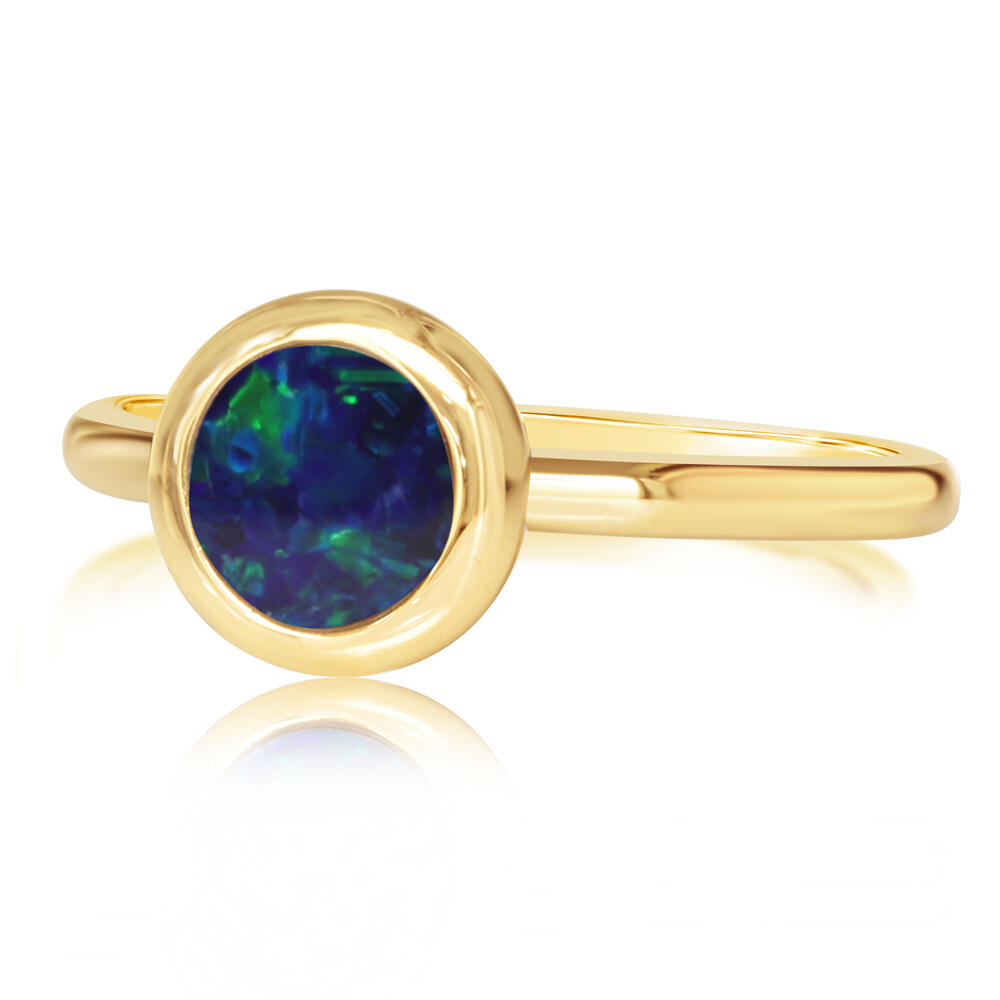 Yellow Gold Opal Doublet Ring by Parle