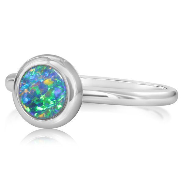 White Gold Opal Doublet Ring by Parle