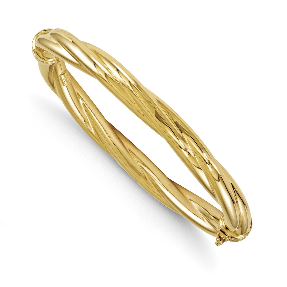 14K Yellow Gold Polished Twisted Bangle Bracelet by Leslie
