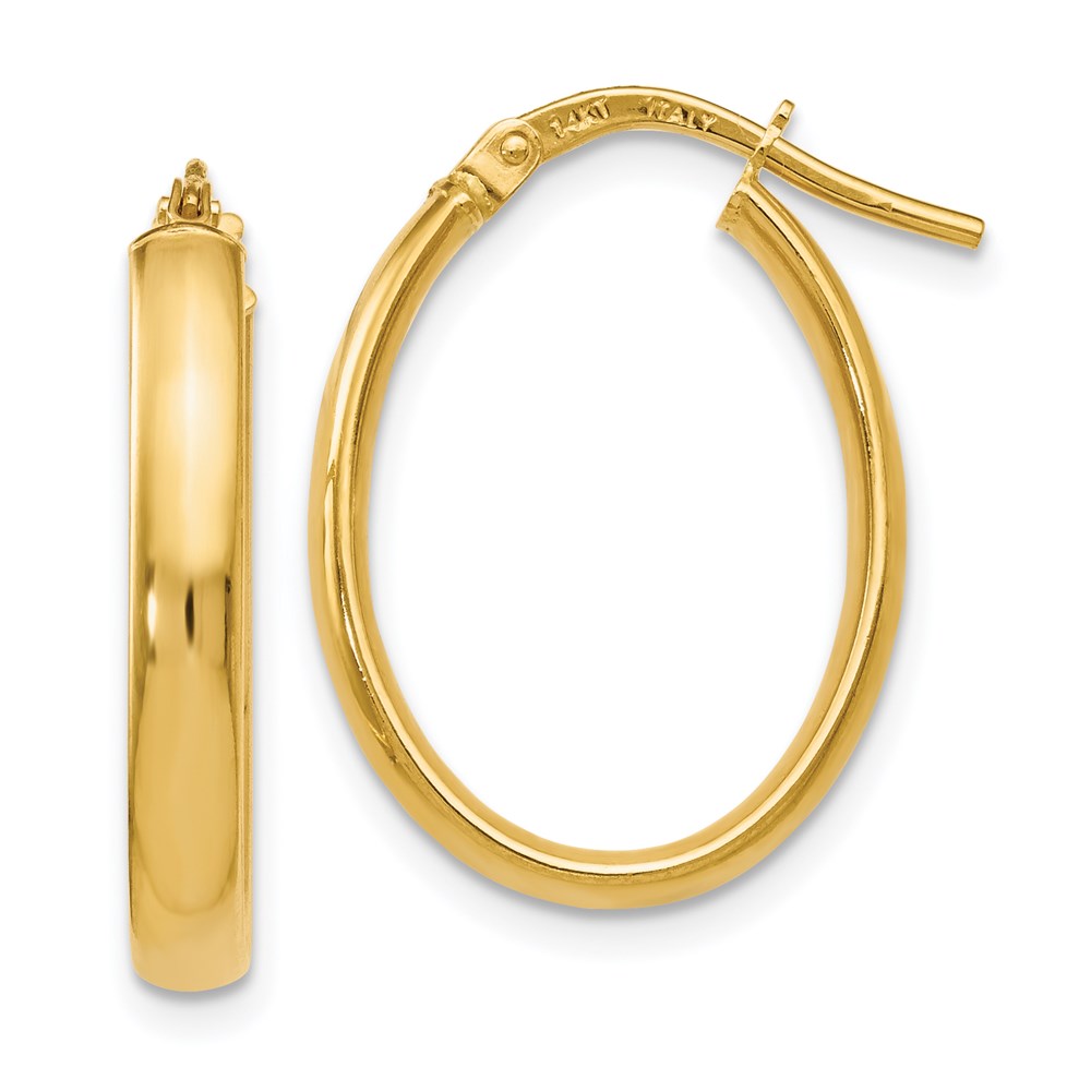 14K Yellow Gold Polished Hoop Earrings by Leslie