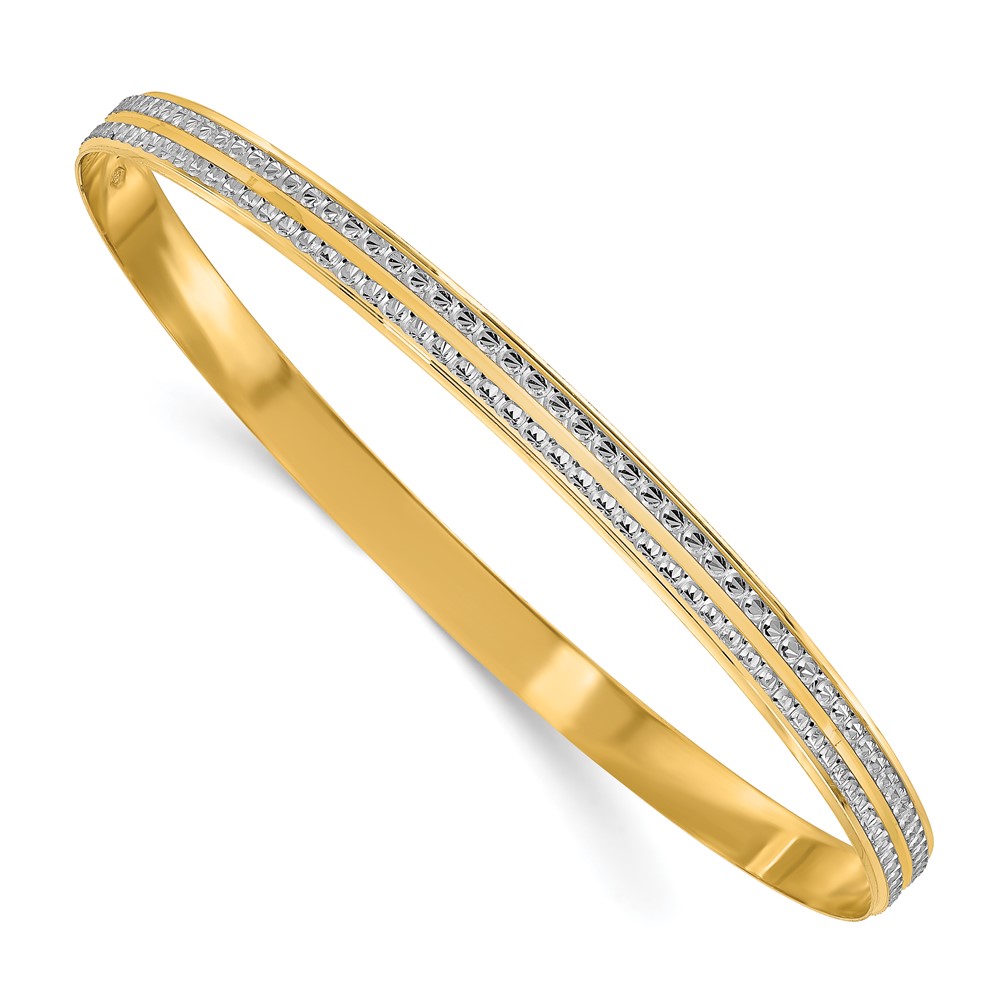 14K Yellow Gold Polished Bangle Bracelet by Leslie
