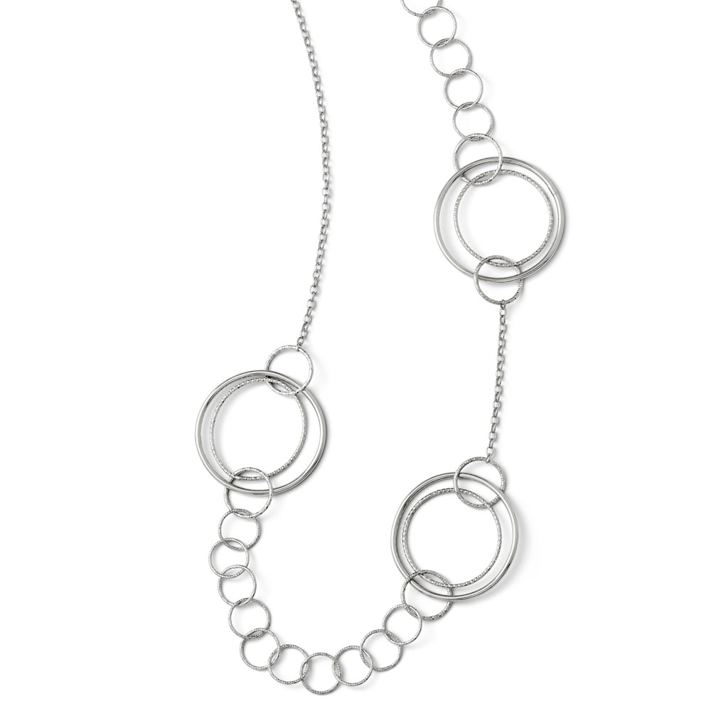 Sterling Silver Polished Textured Necklace by Leslie