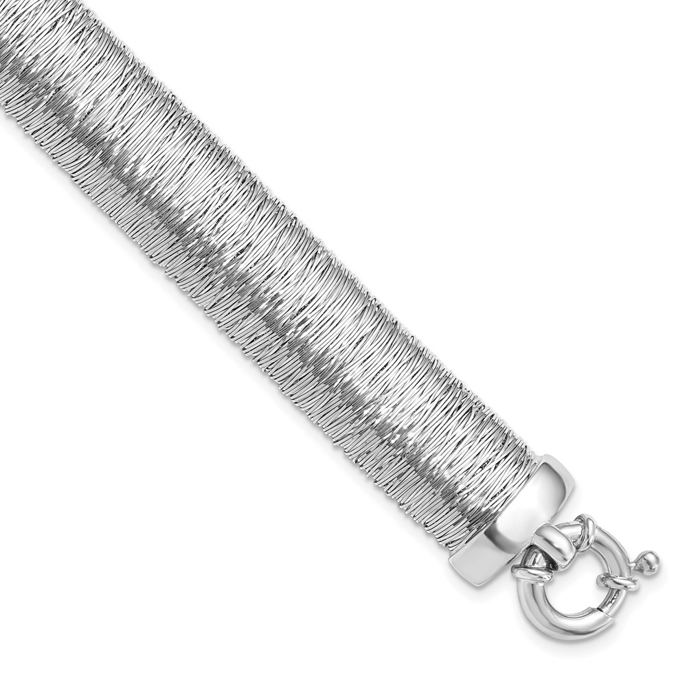 Sterling Silver Polished Textured Bracelet by Leslie