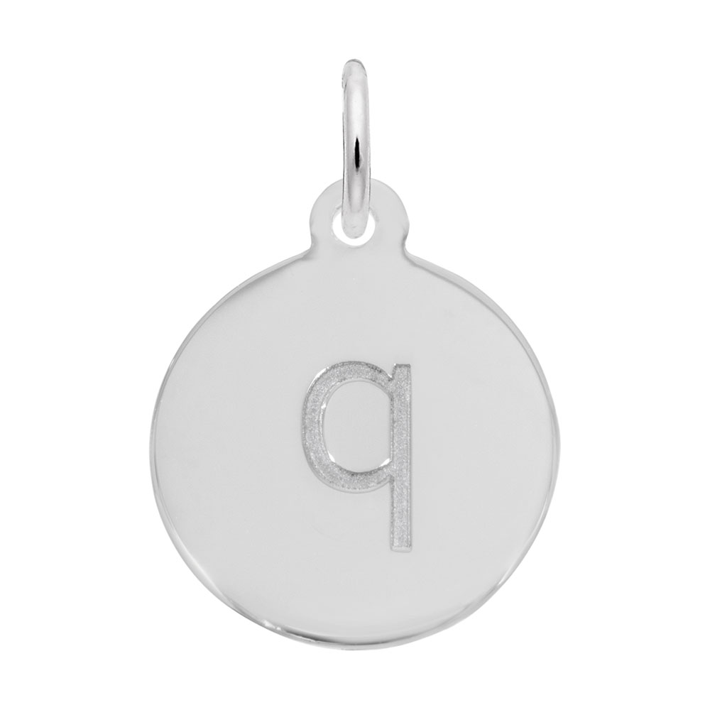 Petite Initial Disc - Lower Case Block q Charm by Rembrandt Charms