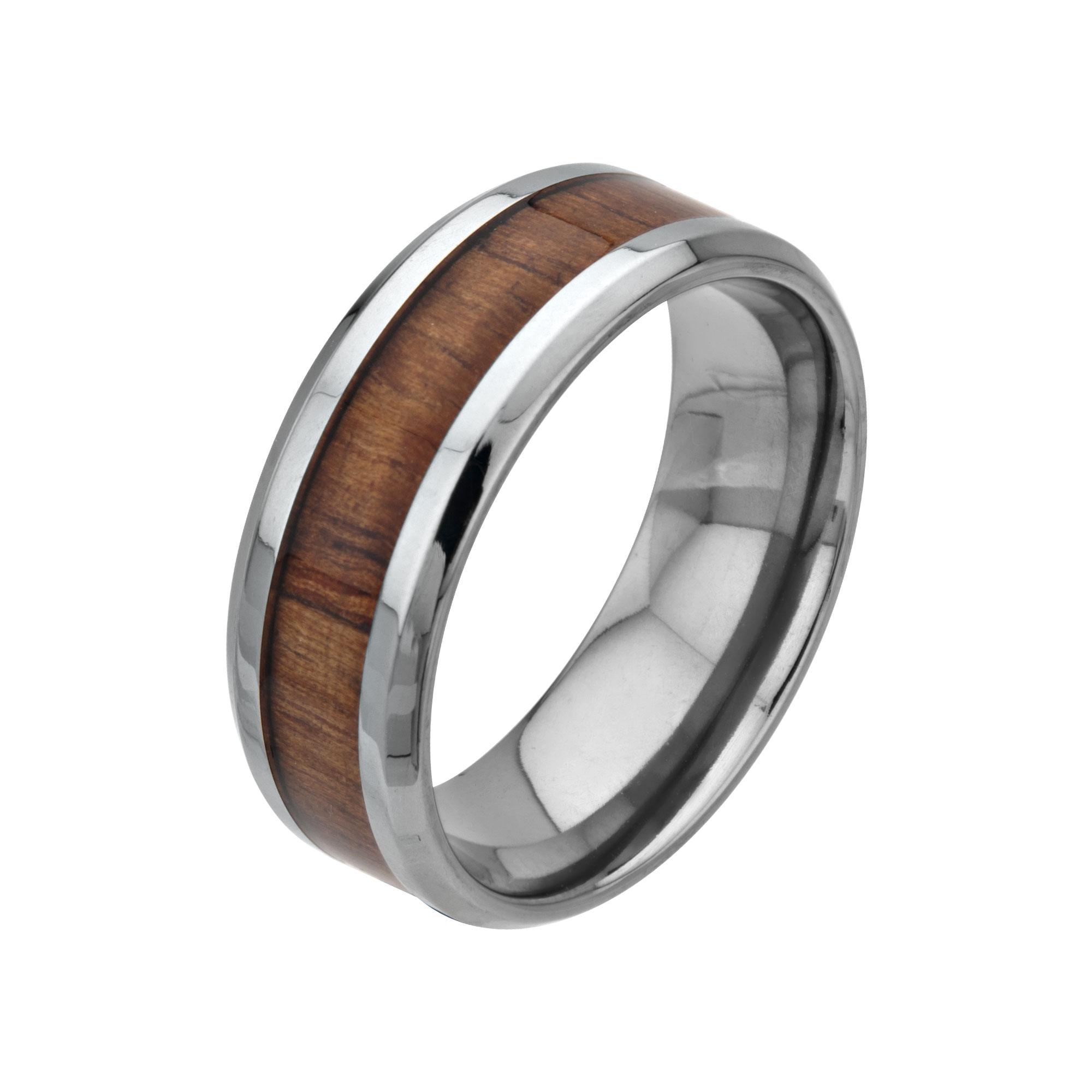 Wood Inlayed Titanium Ring by INOX