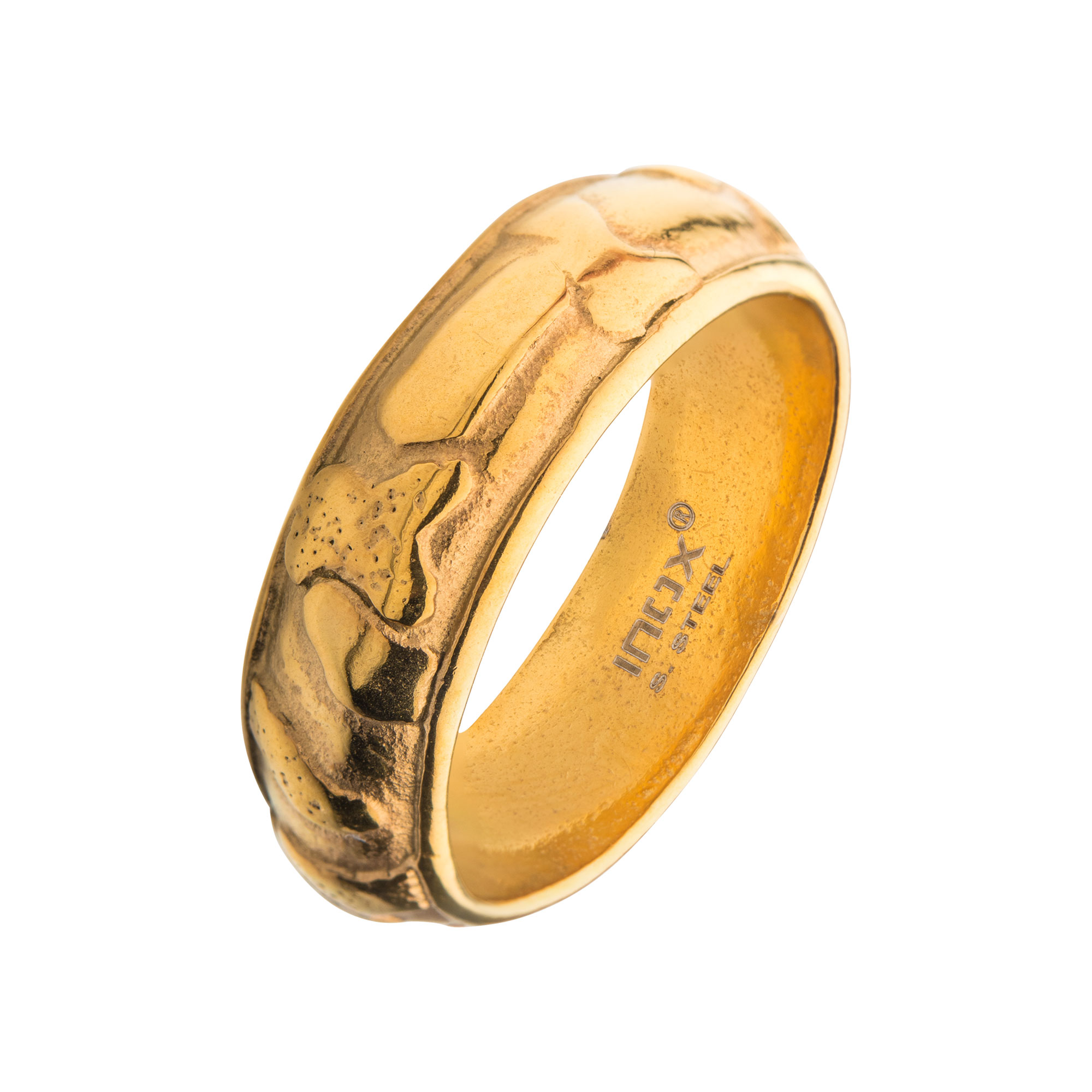 7.5mm Gold Plated 3D Canyon Pattern Ring by INOX