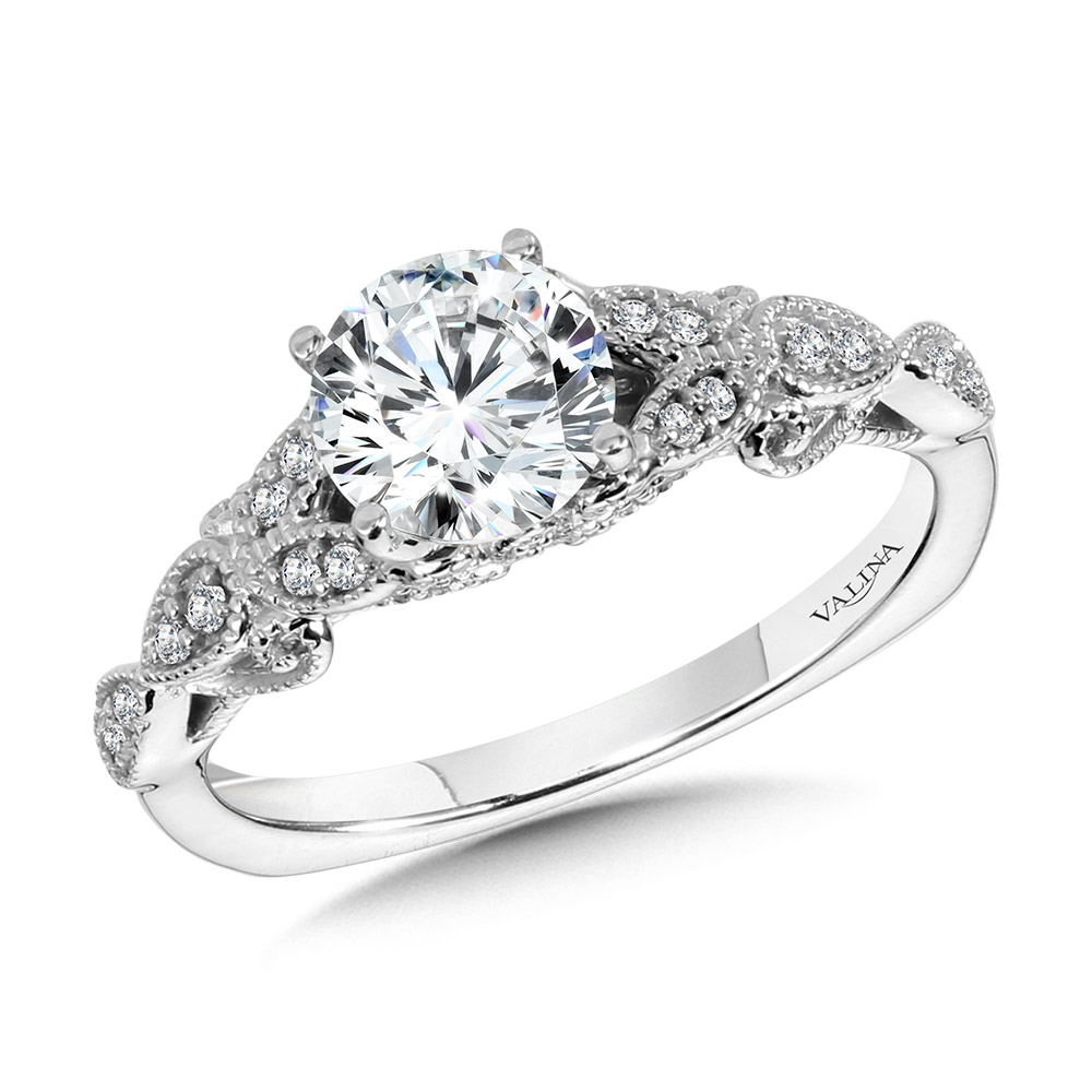 Vintage Milgrain & Filigree Accented Diamond Engagement Ring by Valina