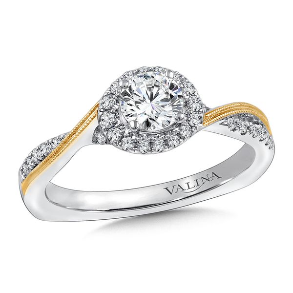 14k White And Yellow Gold Engagement Ring Rq9843wy Anniversary