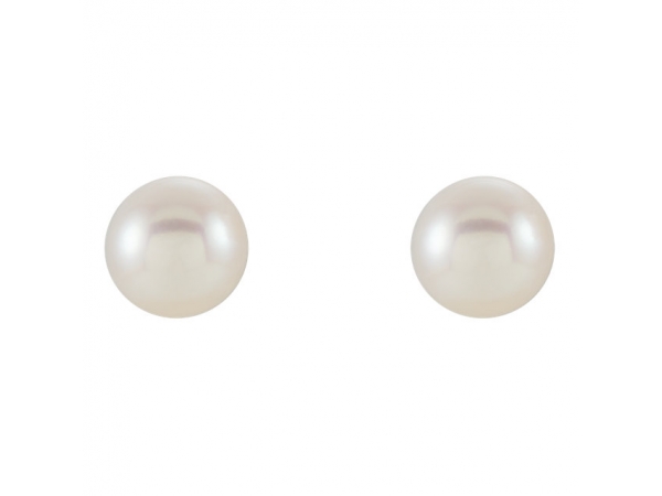 Gemstone Earrings - Freshwater Cultured Pearl Stud Earrings  - image 2