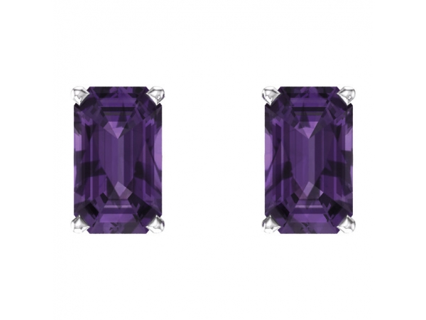Gemstone Earrings - Emerald 4-Prong Scroll Setting® Earrings  - image 2