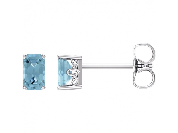 Gemstone Earrings - Emerald 4-Prong Scroll Setting® Earrings 