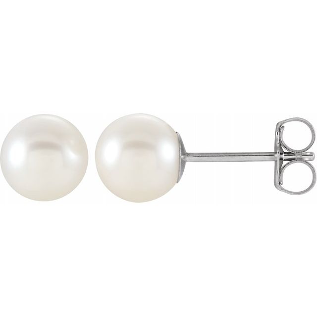 Gemstone Earrings - Freshwater Cultured Pearl Stud Earrings 