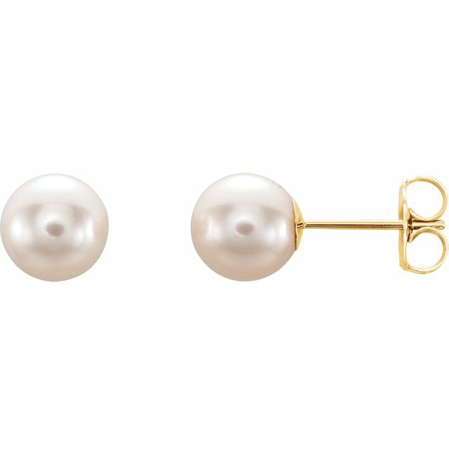 Gemstone Earrings - Freshwater Cultured Pearl Stud Earrings 