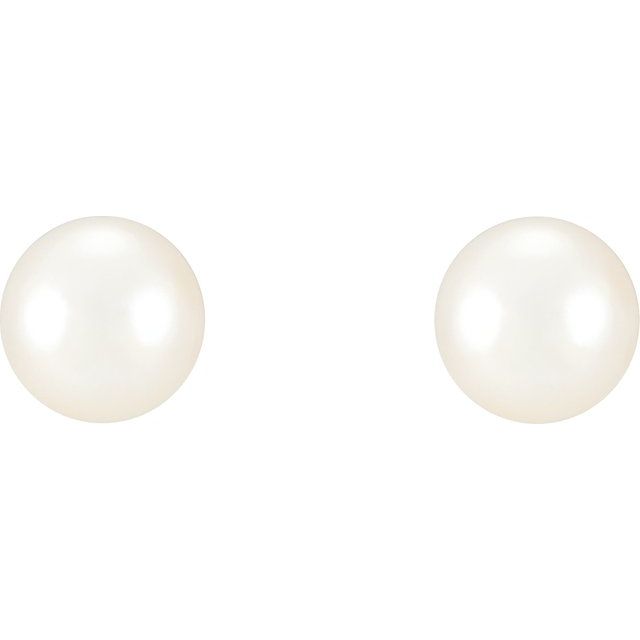Gemstone Earrings - Freshwater Cultured Pearl Stud Earrings  - image 2