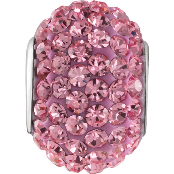 Beads - Kera® Roundel Bead with Pave' Rose Crystals