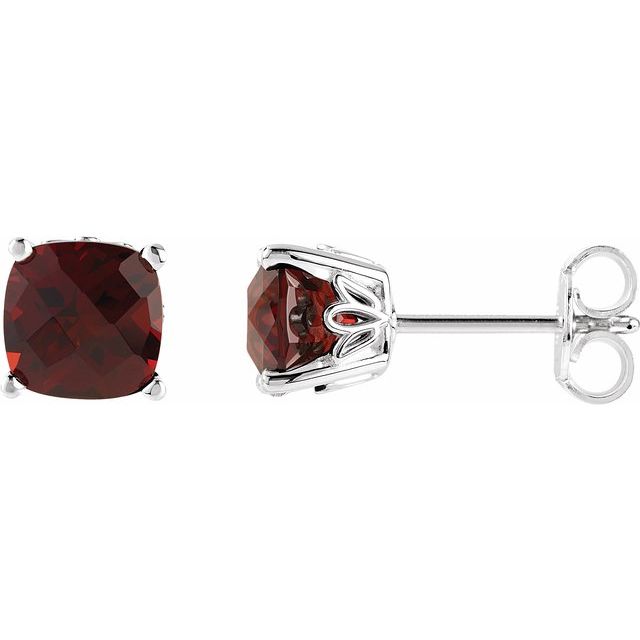 Gemstone Earrings - Cushion 4-Prong Scroll Setting® Earrings 