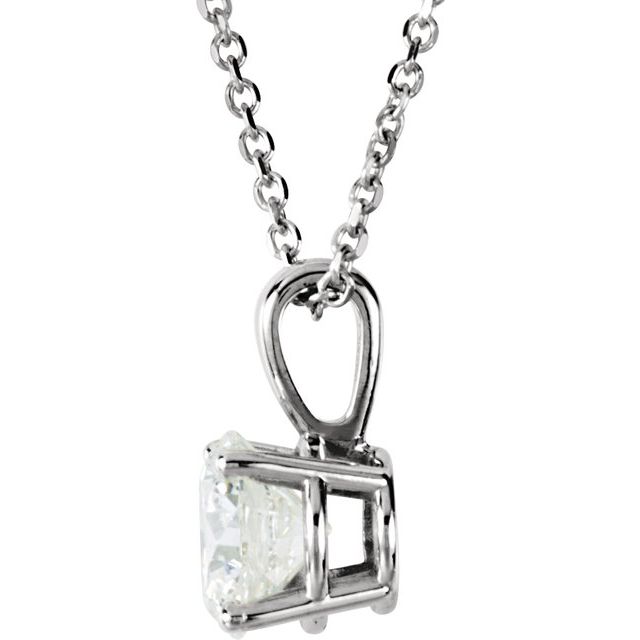 Diamond Necklaces - Round 4-Prong Pendant - image #2