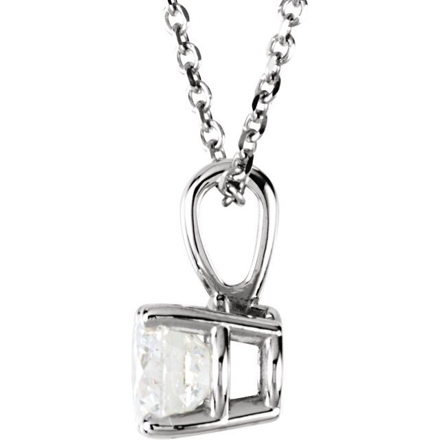 Diamond Necklaces - Round 4-Prong Pendant - image #2