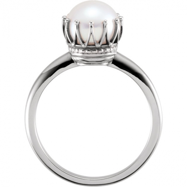 Anniversary Bands - Crown Pearl Ring - image 2
