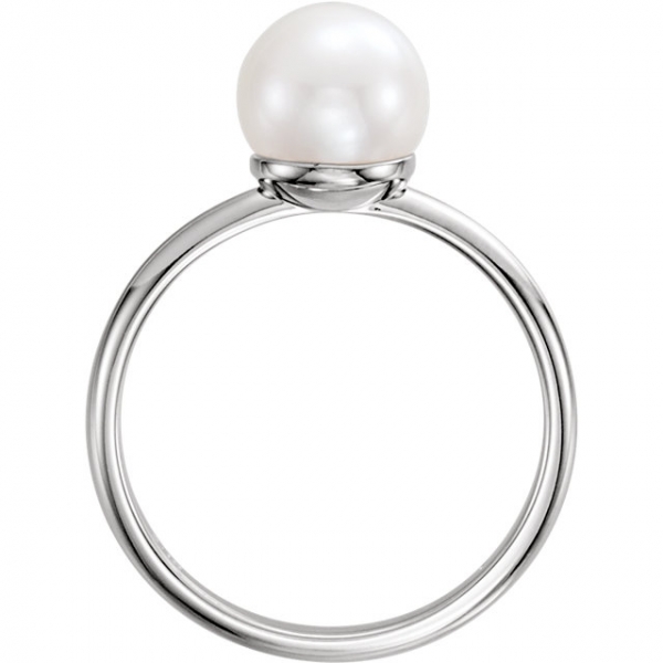 Anniversary Bands - Solitaire Pearl Ring - image #2