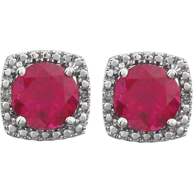 Gemstone Earrings - Halo-Style Birthstone Earrings  - image #2