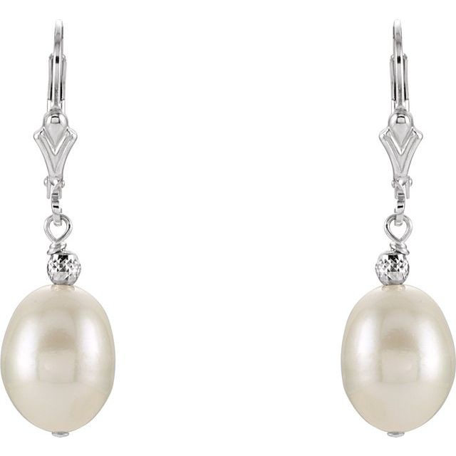 Gemstone Earrings -  Freshwater Cultured Pearl Lever Back Earrings - image 2