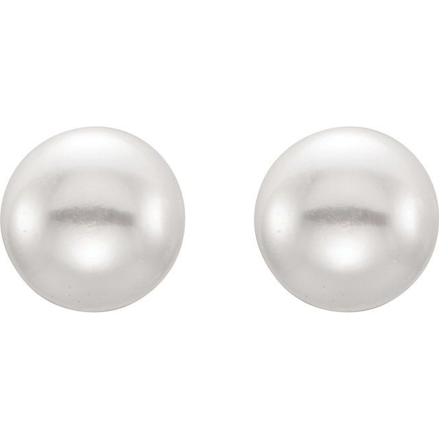 Gemstone Earrings - Freshwater Cultured Pearl Stud Earrings - image #2