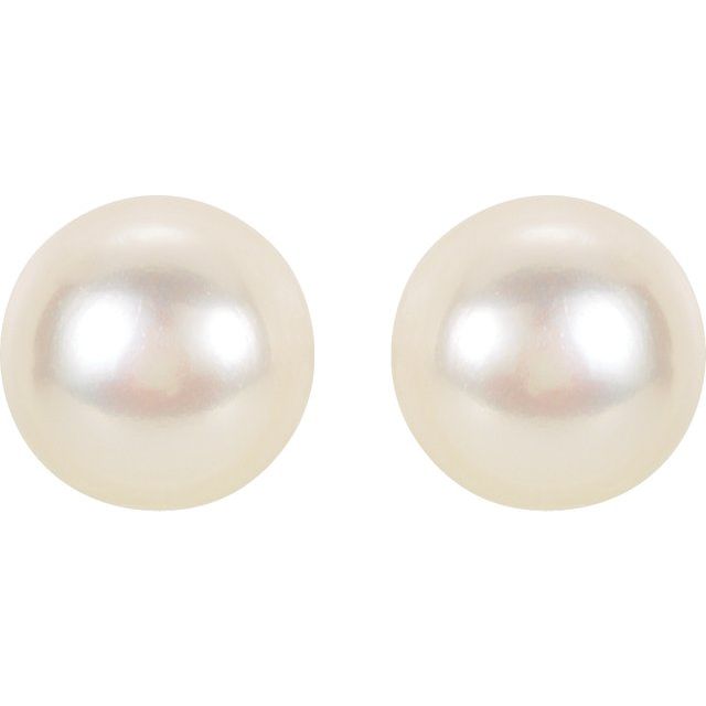 Gemstone Earrings - Freshwater Cultured Pearl Stud Earrings - image #2
