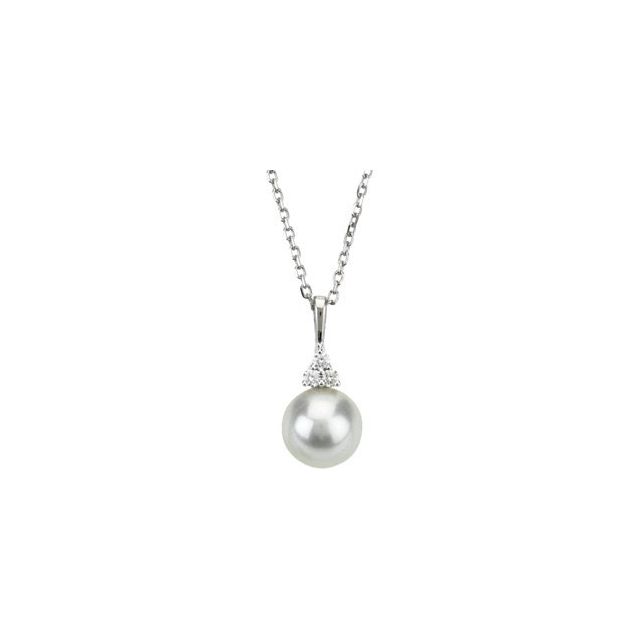 Gemstone Necklaces - Accented Pearl Necklace  